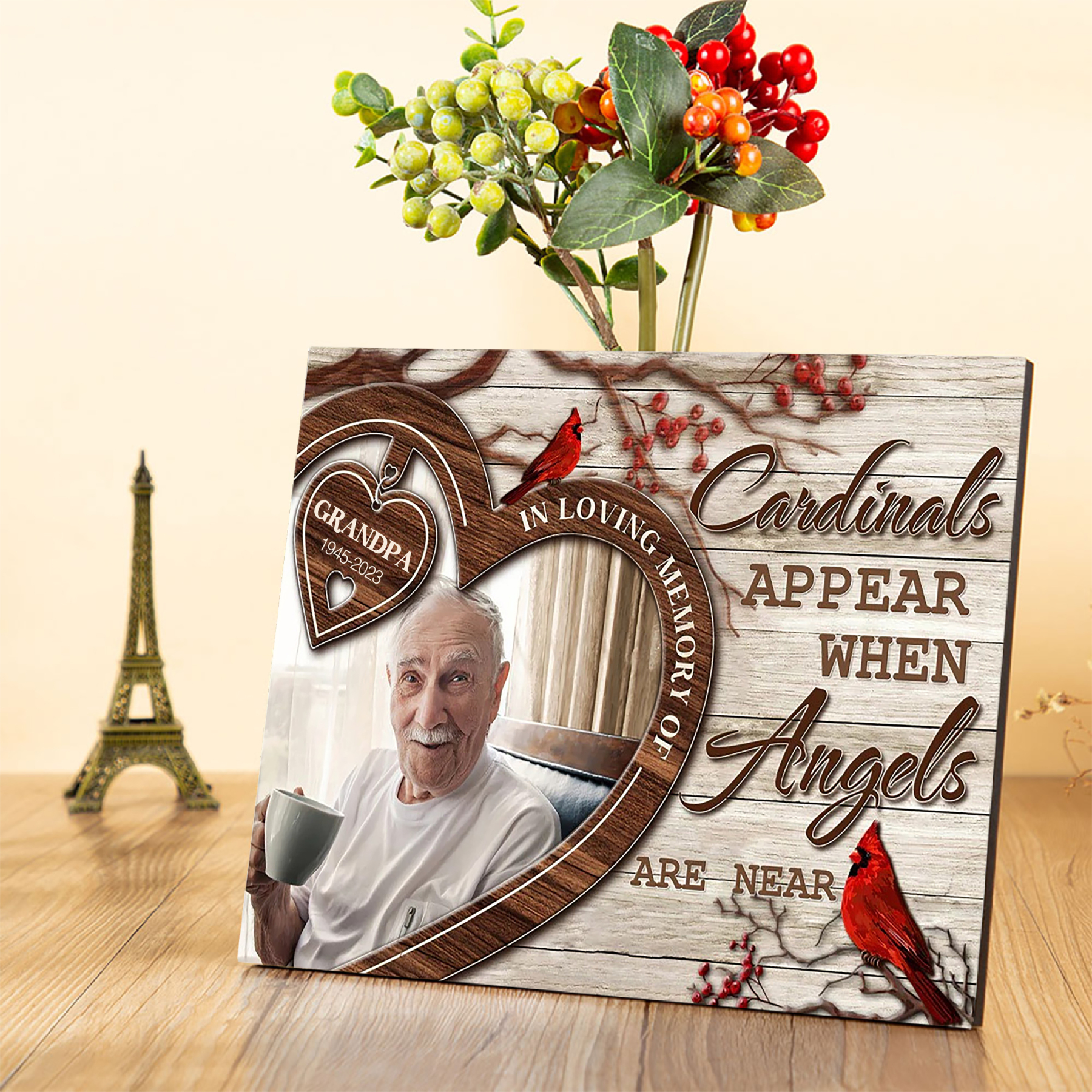 Personalised Memorial Photo Frame Cardinal Wood Signs-Jessemade AU