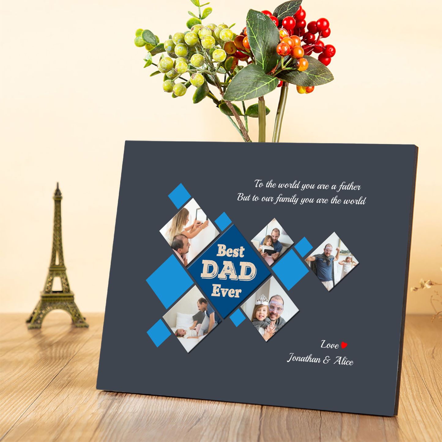 Father's Day Gifts Personalised Photo Frame Wood Signs Keepsake Custom 5 Photos-Jessemade AU