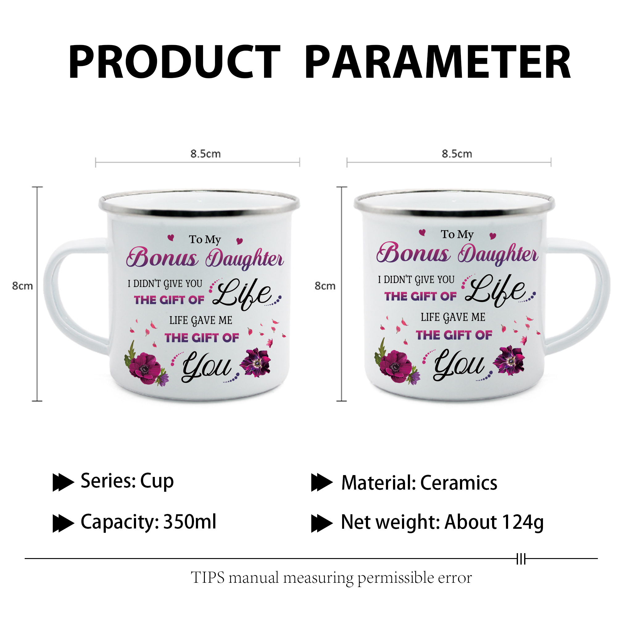 To My Bonus Daughter Enamel Mug Violets Cup Gifts for Daughter - Life Gave Me The Gift Of You-Jessemade AU