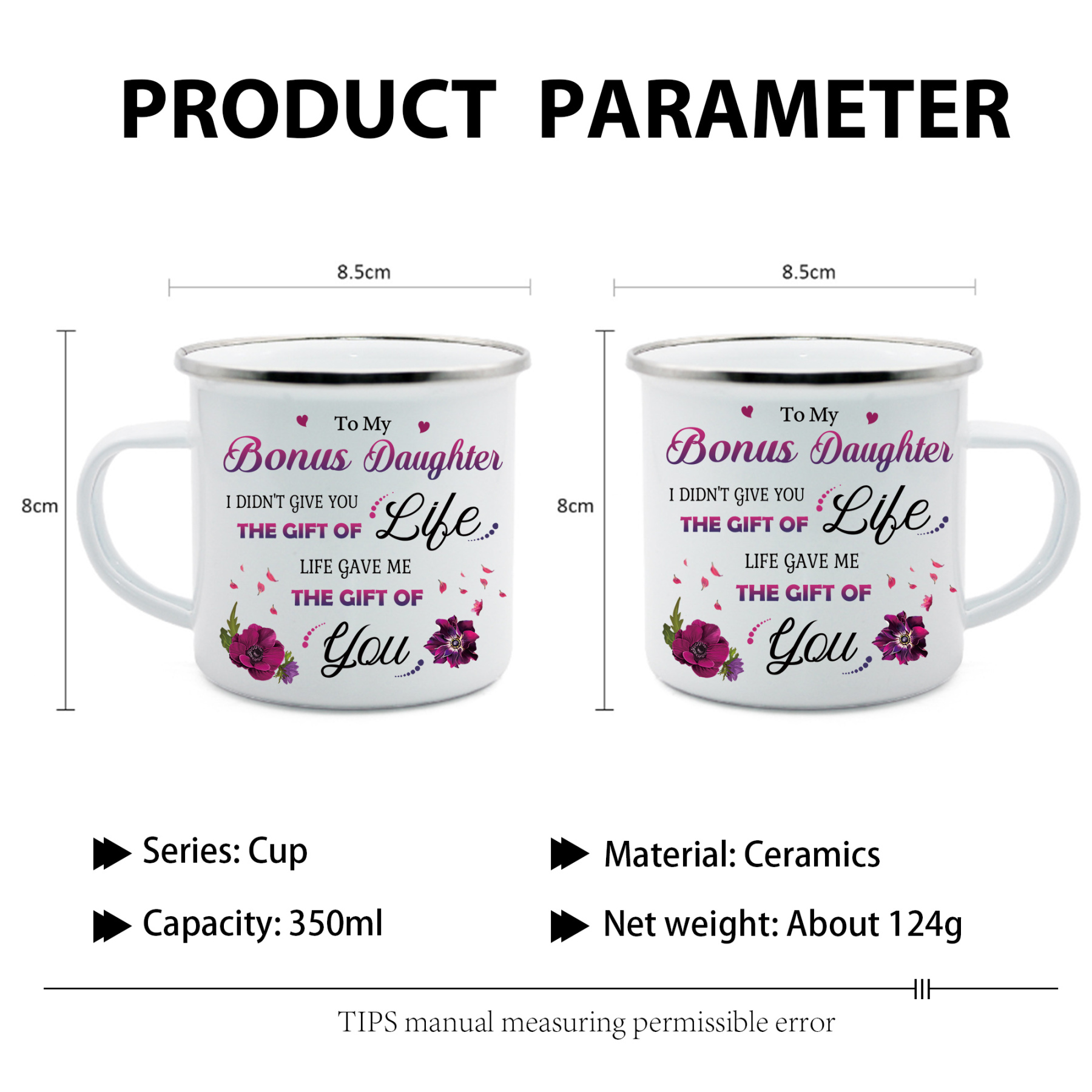 To My Bonus Daughter Enamel Mug Violets Cup Gifts for Daughter - Life Gave Me The Gift Of You-Jessemade AU