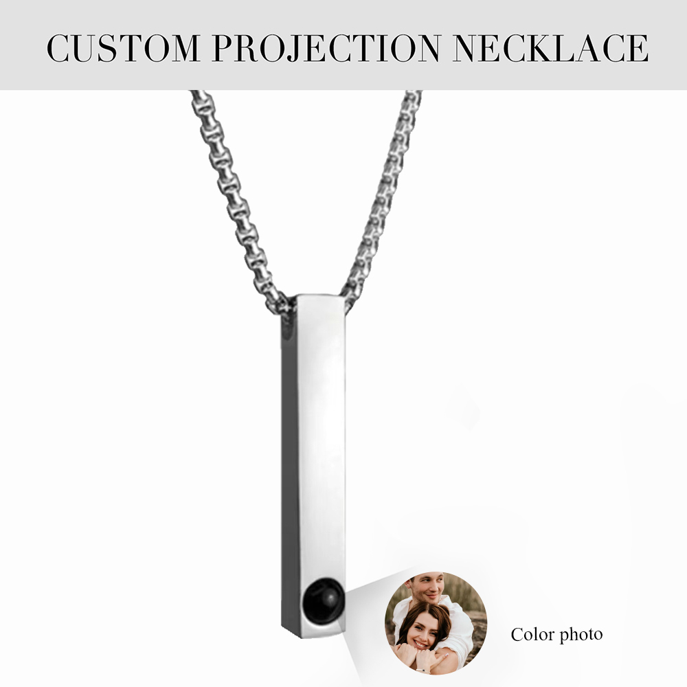 Personalised Projection Necklace Love Style 3D Bar Photo Necklace Gifts For Men-Jessemade AU