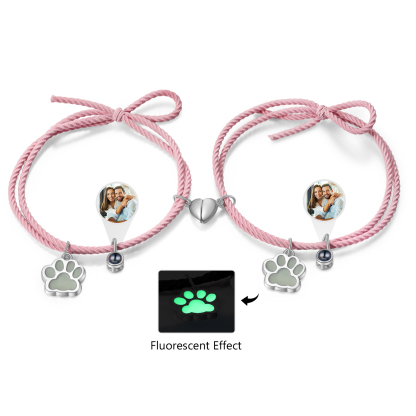 Personalised Photo Projection Bracelet Set Dog Paw Fluorescent Magnetic Bracelet Matching Gifts For Couples/Friends-Jessemade AU