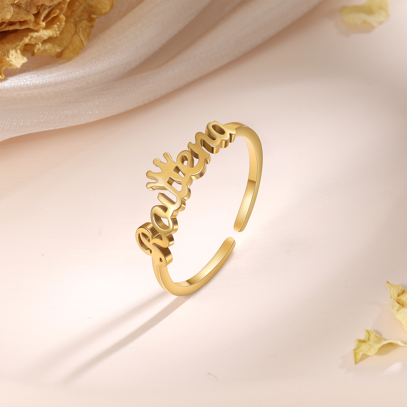 Crown Name Ring Personlized One Name Adjustable Rings-Jessemade AU