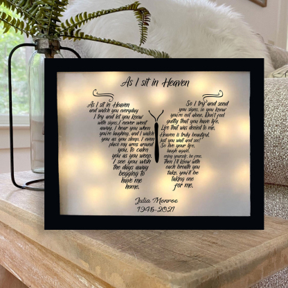 Personalised Butterfly Frame As I Sit in Heaven Lighted Shadow Box Memorial Gifts-Jessemade AU
