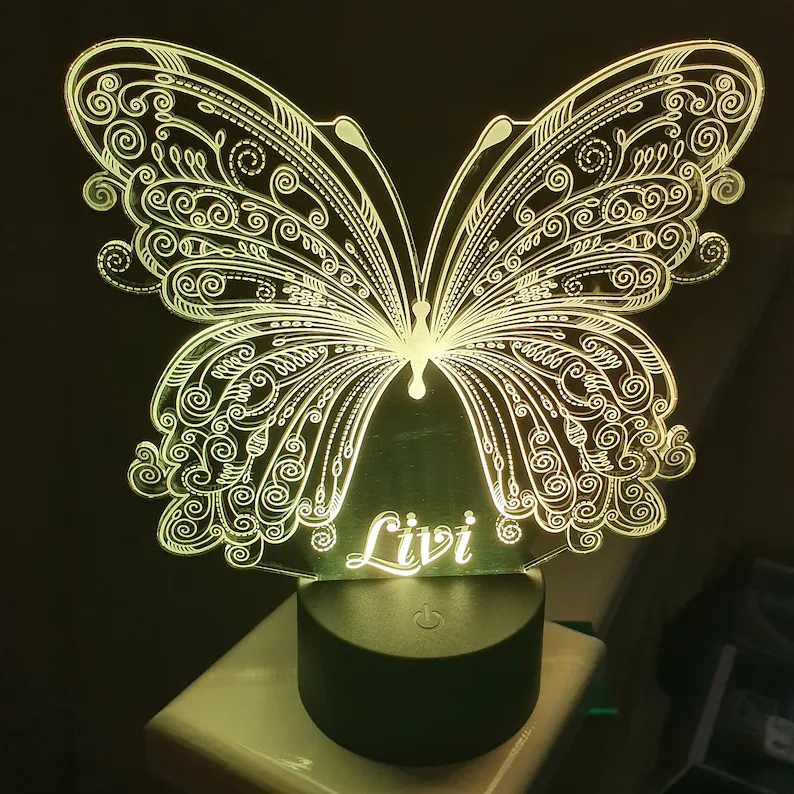 Personalised Butterfly Home Decoration Lamp With Custom Name Night Light Kid's Bedroom Decor Children's LED Light-Jessemade AU