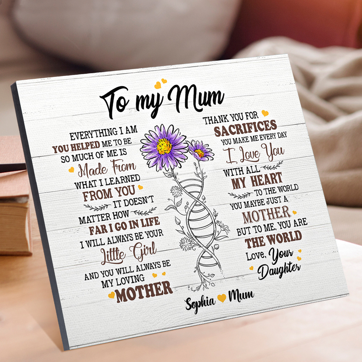 To My Mum Sunflowers Picture Board Keepsake Wood Signs Photo Frame-Jessemade AU