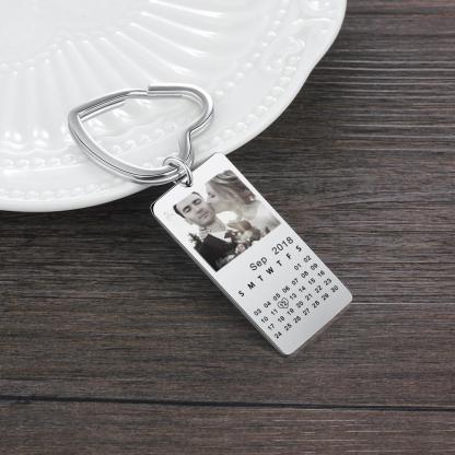 Personalised Calendar Keychain Engraved Photo Keychain Gifts For Him-Jessemade AU