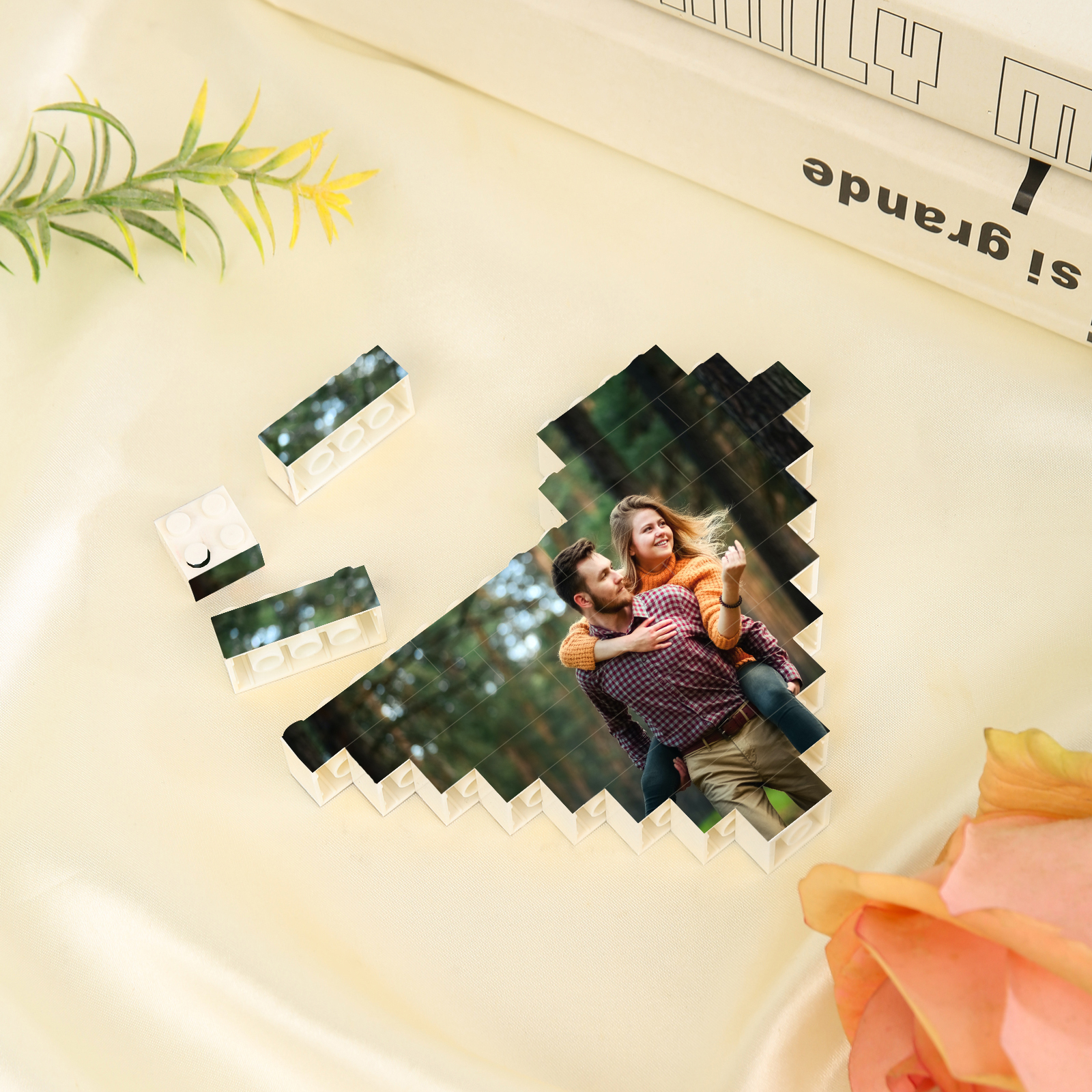Happy Mother's Day Personalised Heart Shape Building Blocks Puzzle Photo Brick Square Shape Puzzle DIY Gift - Double Layers-Jessemade AU