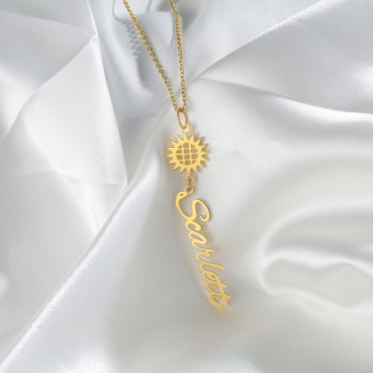 Mother's Day Gifts Personalised Sunflower Necklace Custom Name Necklace Gift for Her | Jessemade-Jessemade AU