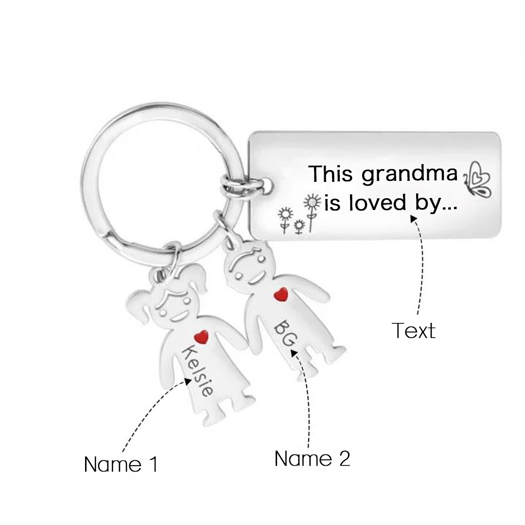Custom 2 Names Personalised Family Keychain Gift for Grandma-Jessemade AU