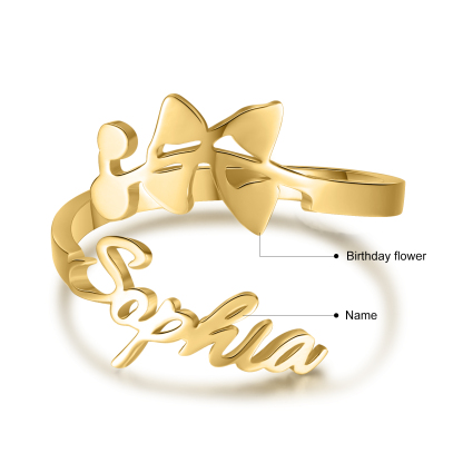 Personalised May Birth Flower Ring With Name Gifts For Her-Jessemade AU