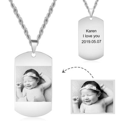 Personalised Tag Necklace Custom Black-White Photo Necklace Gifts for Him-Jessemade AU