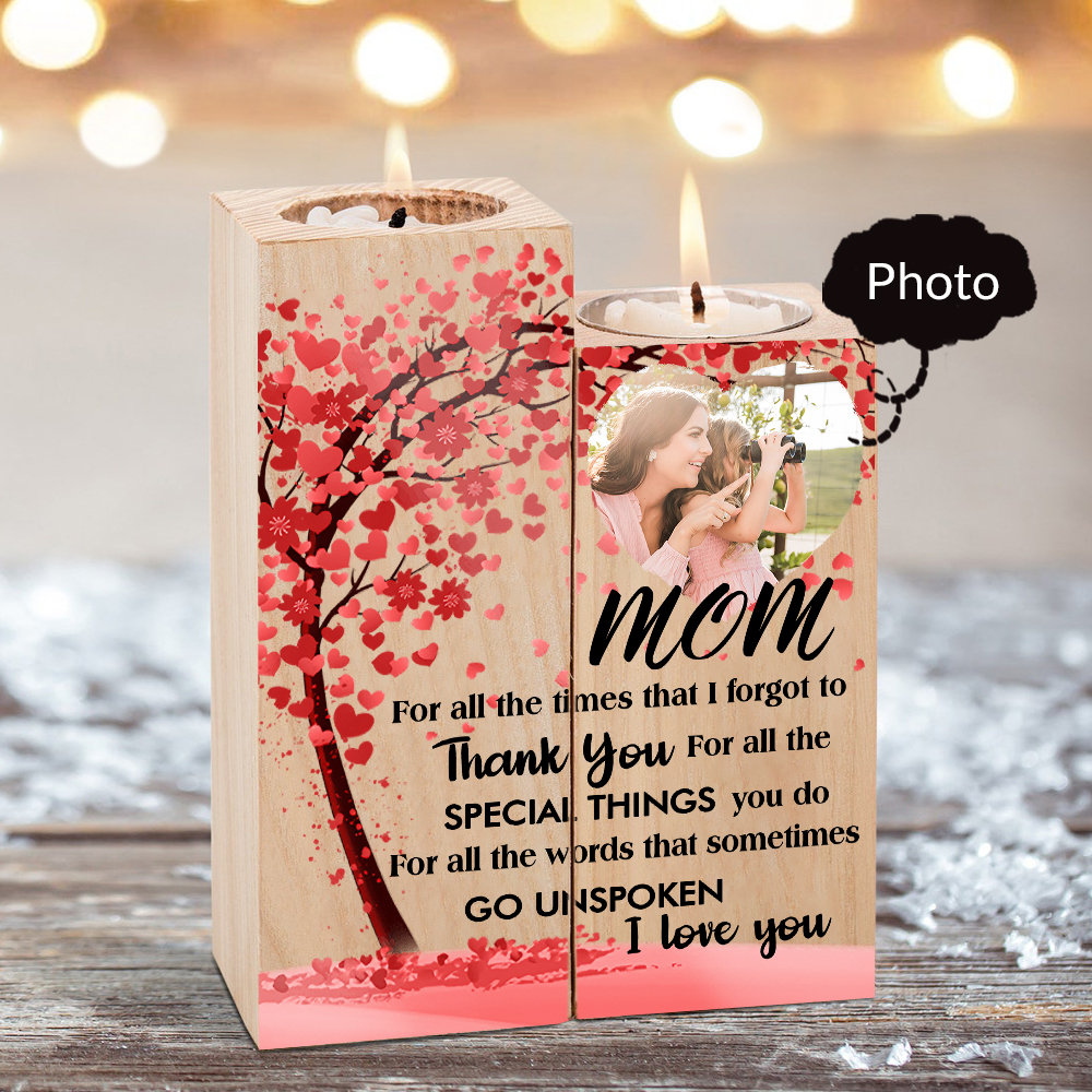 Personalised Photo Candle Holder Wooden Candlestick Gifts For Mom - For All The Times I Forgot To Thank You-Jessemade AU