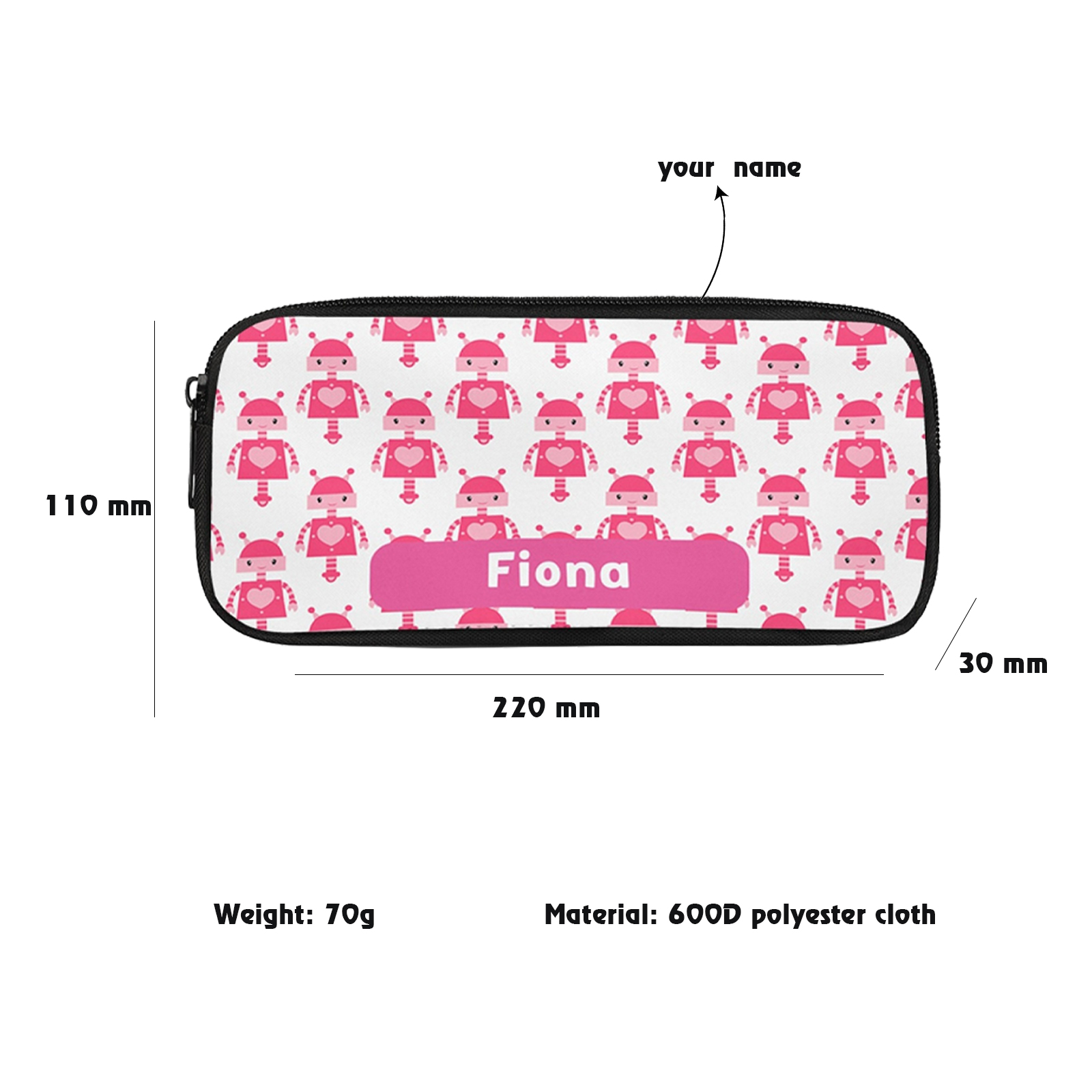Custom Name Pen Case Personalised  Pink People Pen Bag Back to School Gifts for Students-Jessemade AU