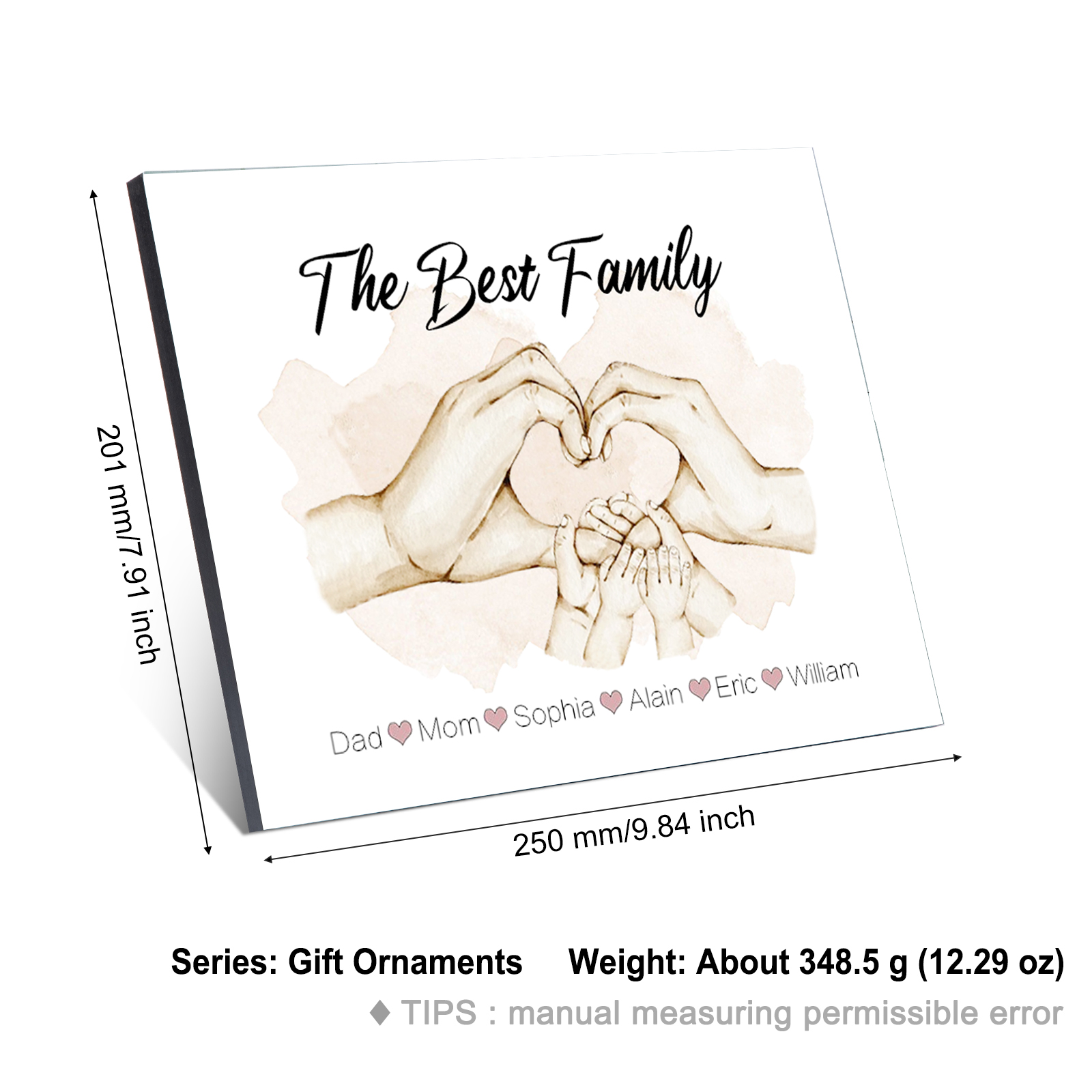 Personalised Heart Holding Hands Picture Board Custom 6 Names Family Keepsake Wood Signs Photo Frame-Jessemade AU