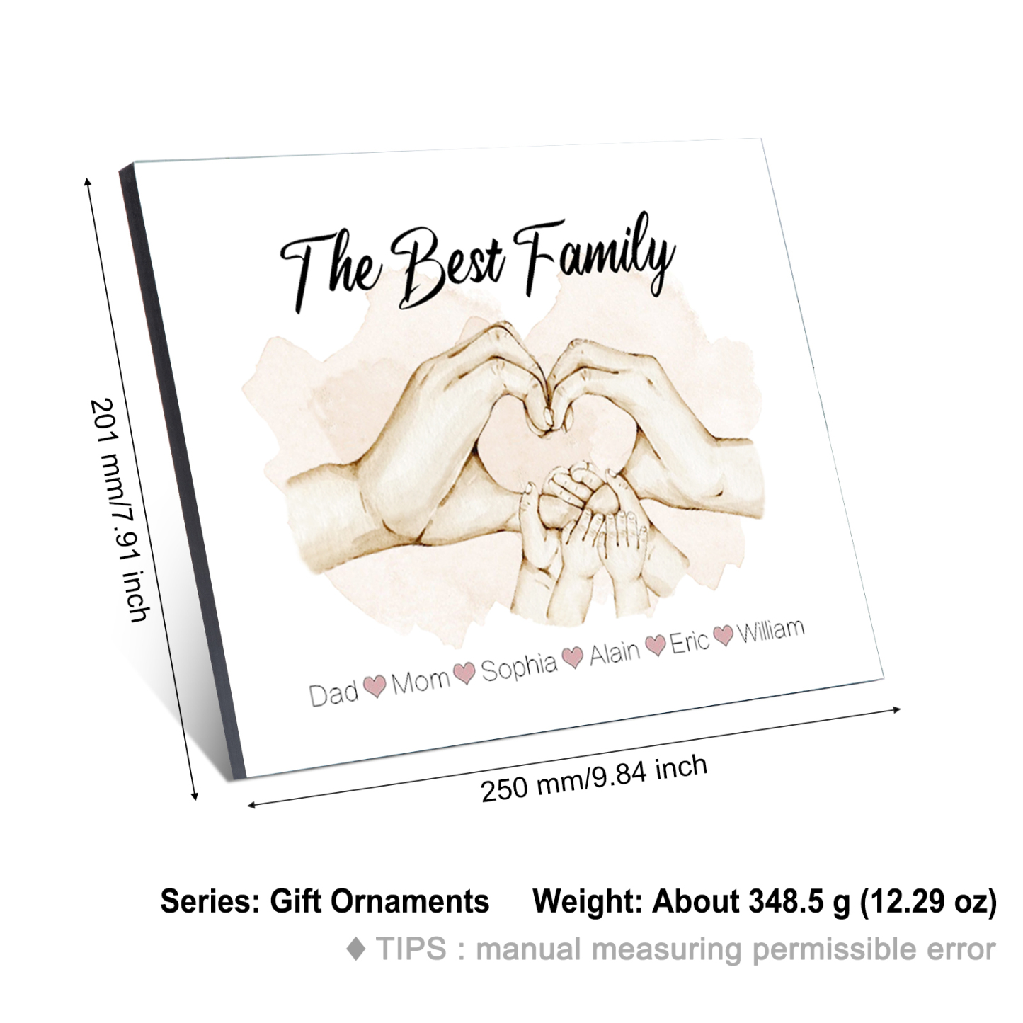 Personalised Heart Holding Hands Picture Board Custom 6 Names Family Keepsake Wood Signs Photo Frame-Jessemade AU