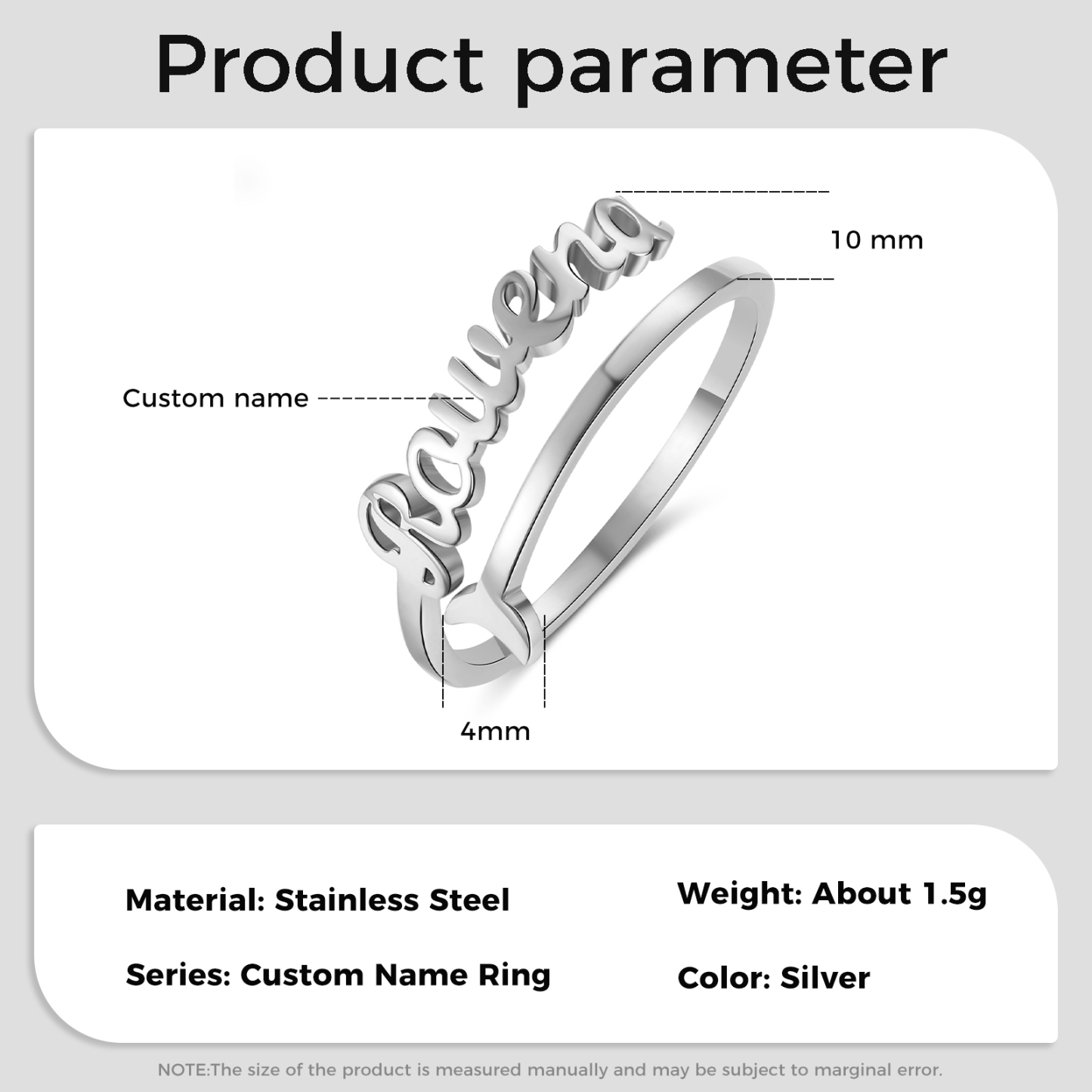 Customised Name Ring Classic Adjustable Ring for Her-Jessemade AU