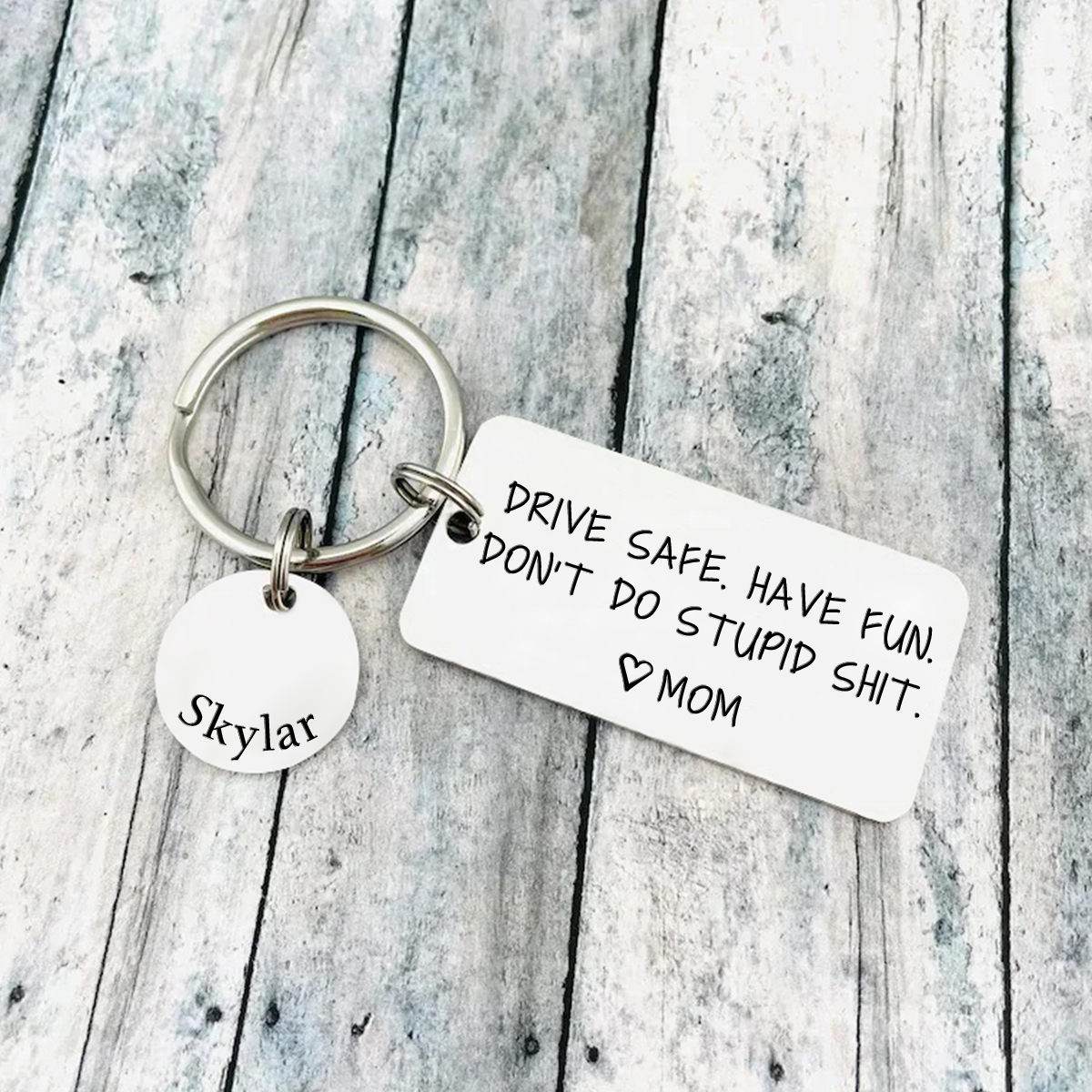 Don't Do Stupid Funny Keychain Custom Name Keyring Drive Safe Have Fun Keychain Gift For Son/Daughter-Jessemade AU
