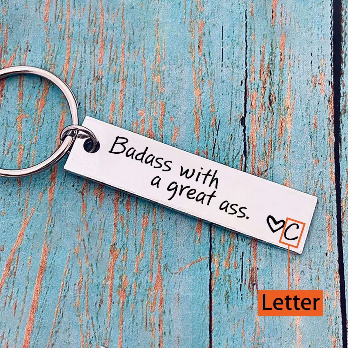 Personalised Letter Keychain Funny Keychain Stainless Steel Valentine's Day Gift for Couples-Jessemade AU