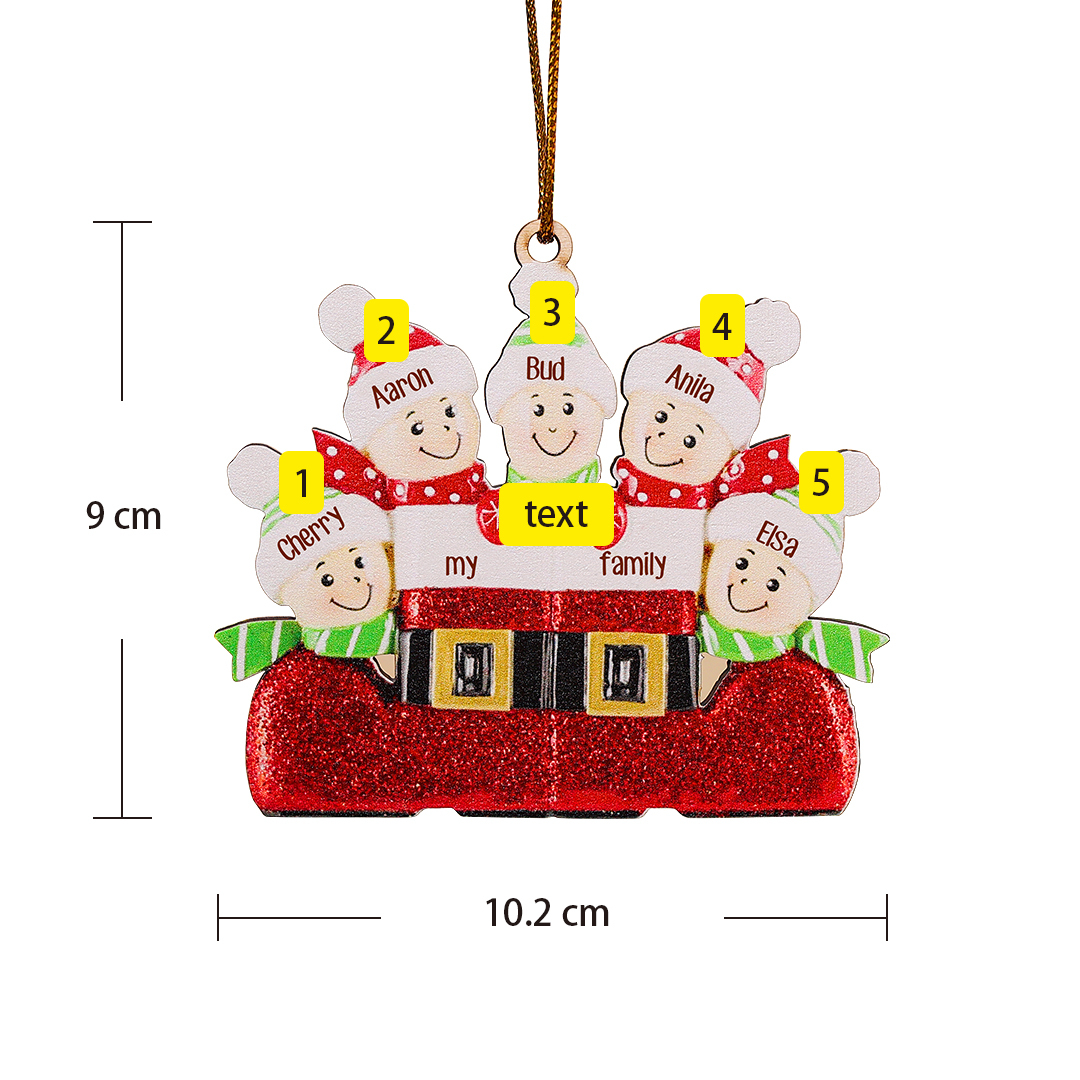 5 Names - Custom Text & Name Xmas Pendant Personalised Wooden Christmas Ornaments Gifts for Family-Jessemade AU