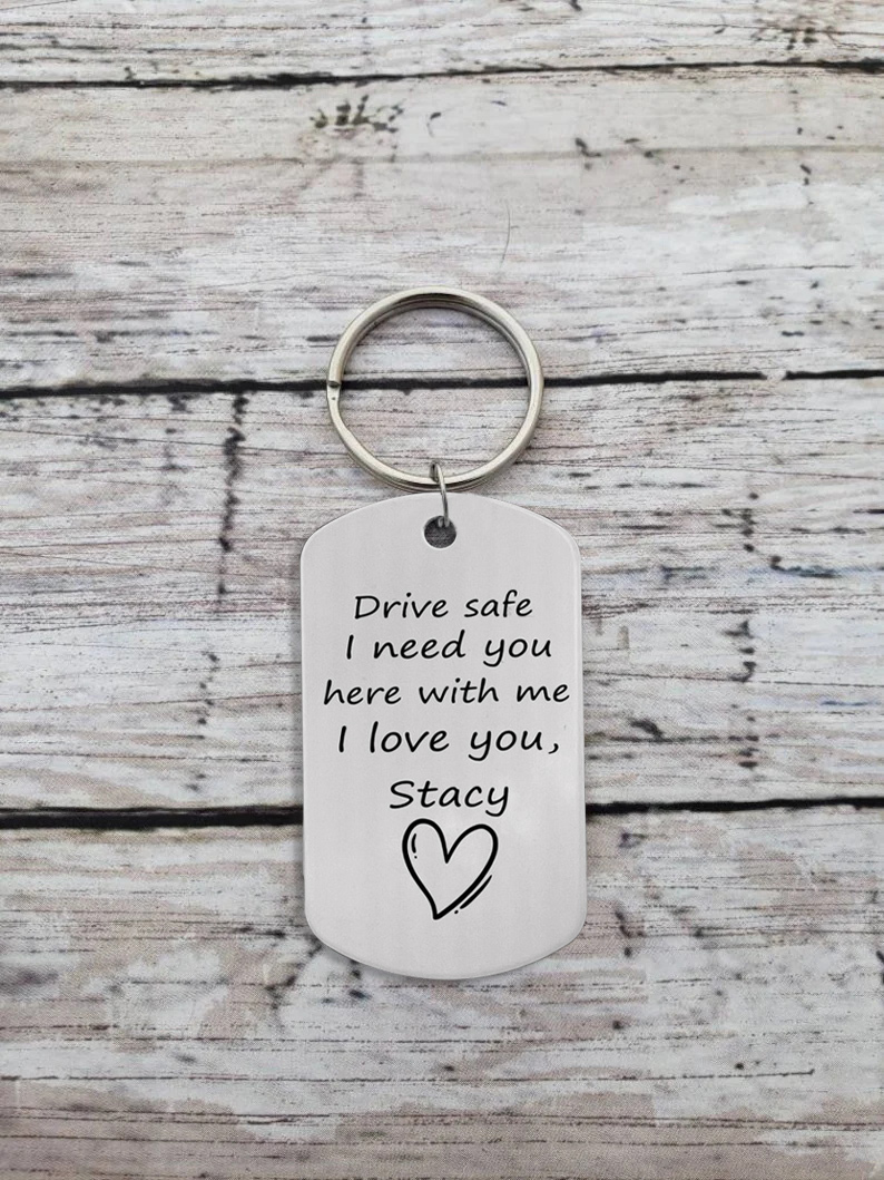 Personalised Photo Keychain with Name for Couple "Drive Safe I Need You Here with Me"-Jessemade AU