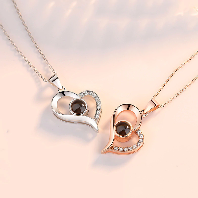 Personalised 100 Languages Projection Necklace Engraved  " I LOVE YOU"  Gifts For Her-Jessemade AU