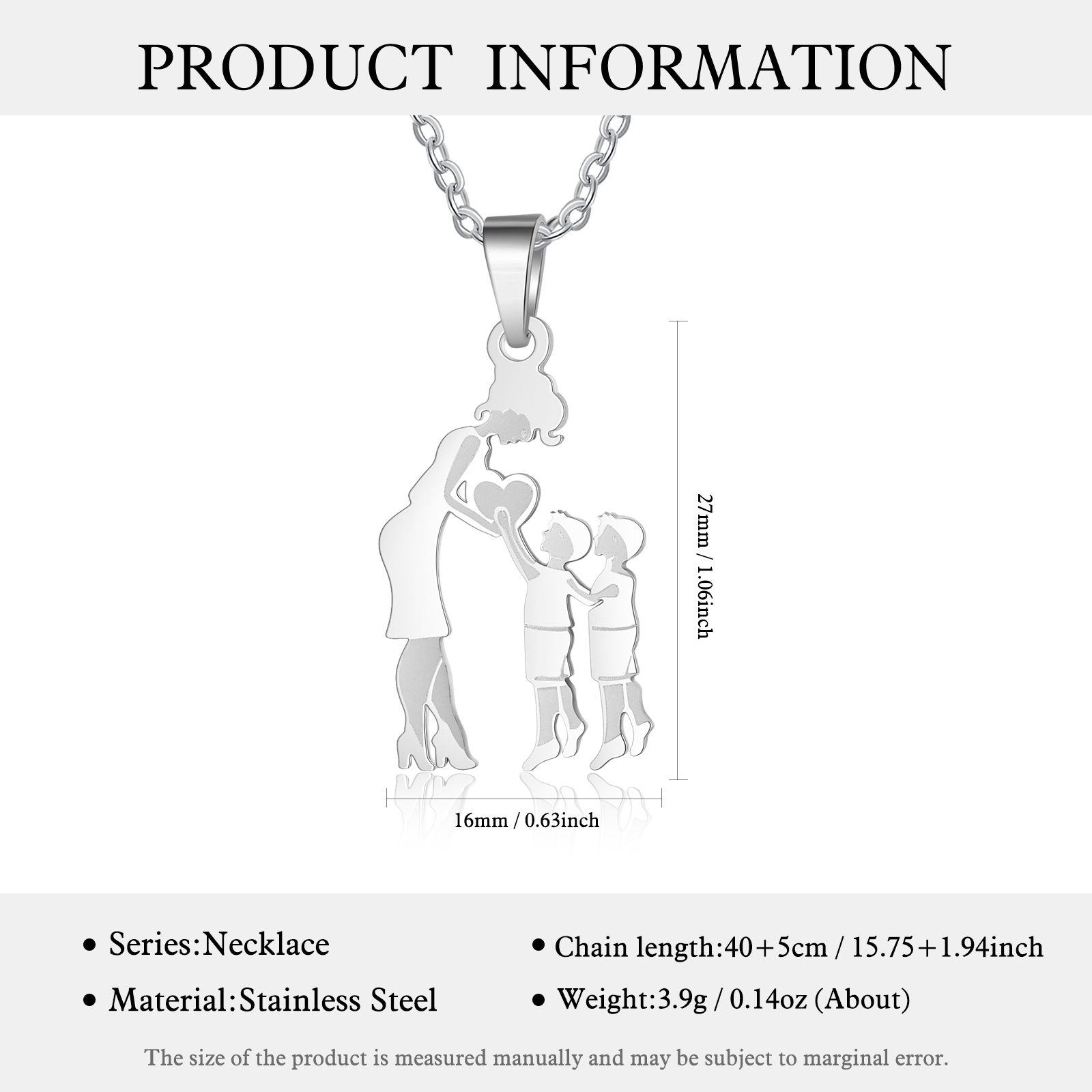 Women Necklace Mother & 2 Sons Pendant Necklace Stainless Steel Mother's Day Gifts for Mum-Jessemade AU