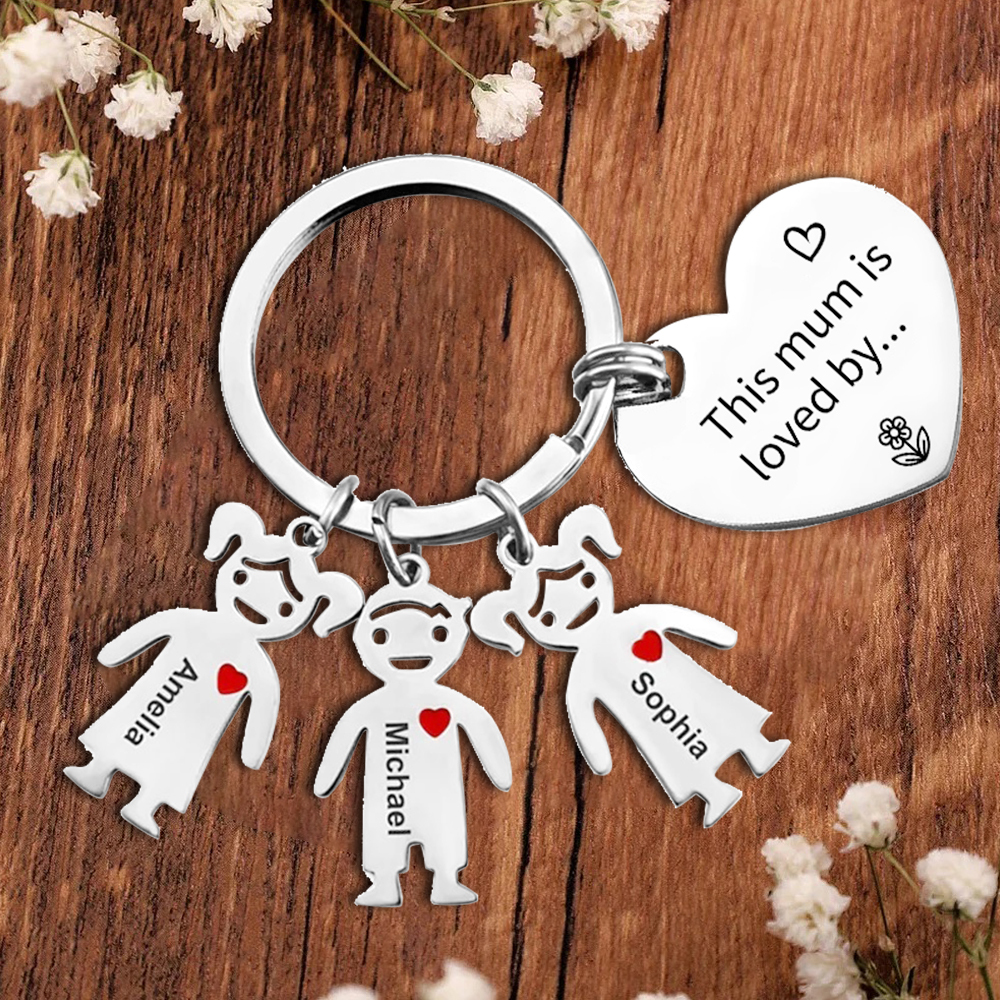 3 Names - Personalised Keychain with Kid Charm Engraved Names Keychain Mother's Day Gift for Mum-Jessemade AU