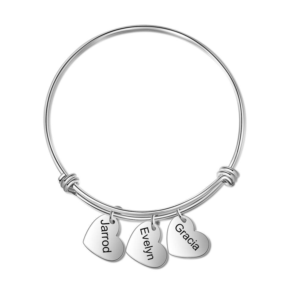 Jessemade Personalised 3 Names-Hearts Bracelet For Her-Jessemade AU