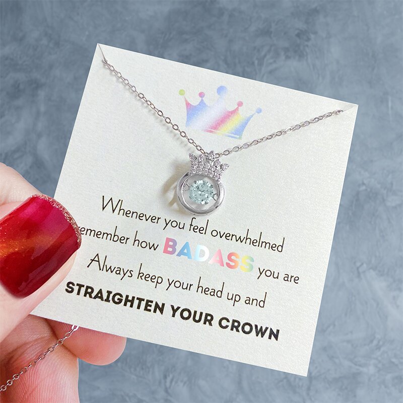 Crown Birthstone Dance Necklace Gifts For Her-Jessemade AU