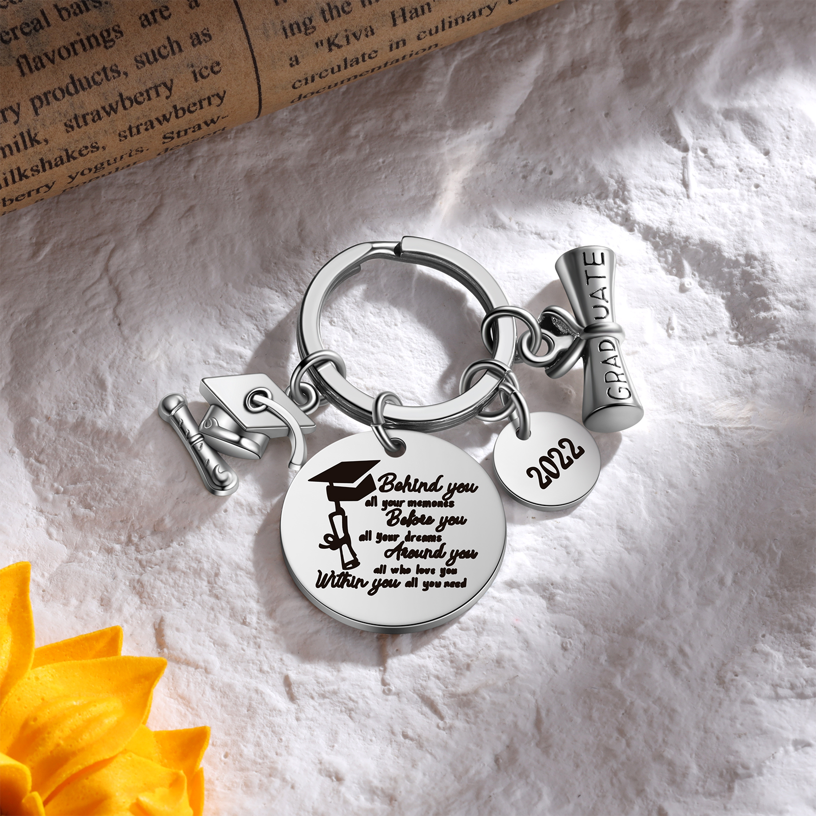 Personalised Graduation Keychain Customised Names Keyring Gift Set for Him/Her