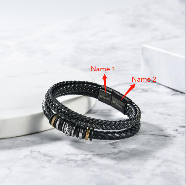 To My Grandson Customised Braided Leather Bracelet "I Can Promise To Love You"Inspirational Gifts For Grandson-Jessemade AU