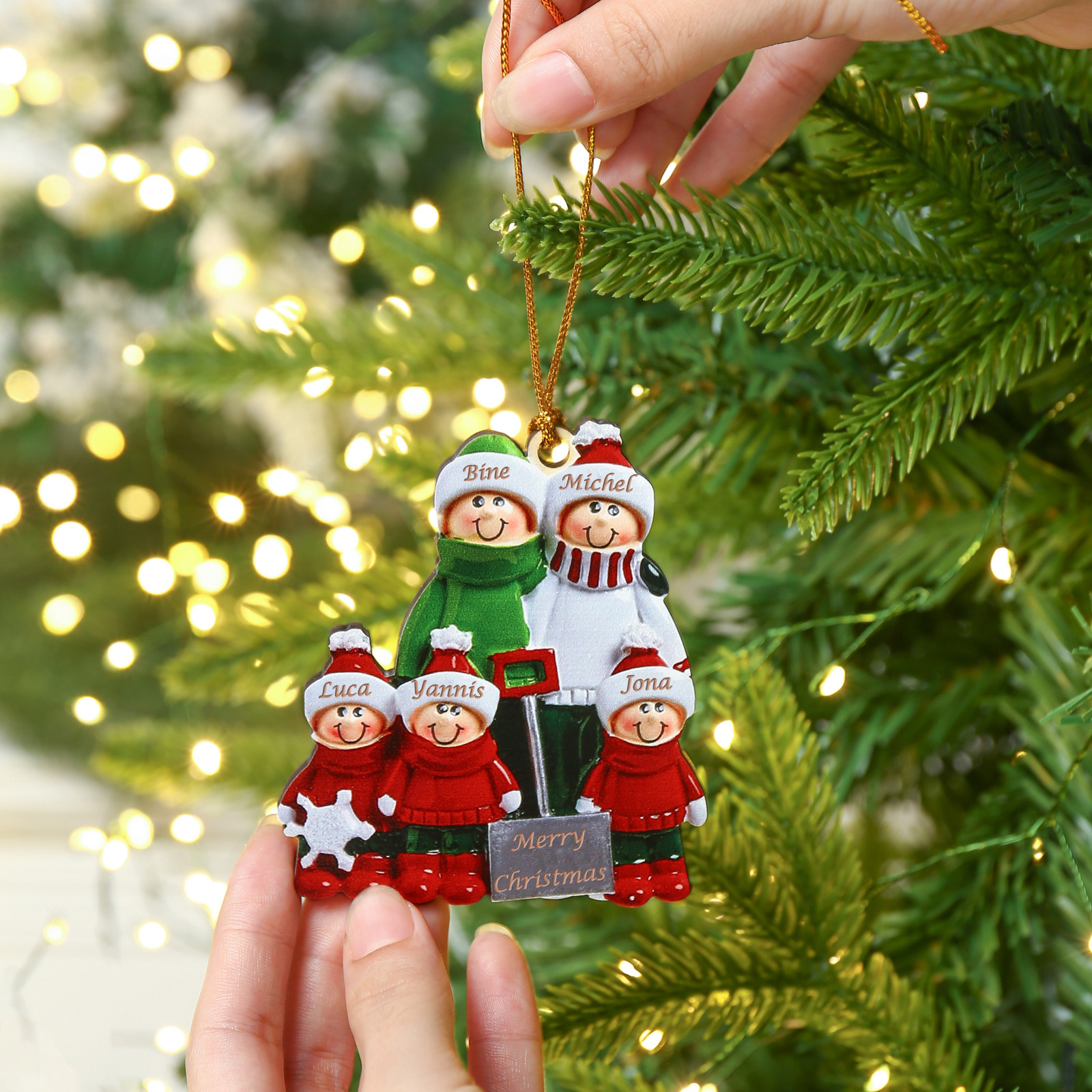 5 Names - Personalised Christmas Tree Ornaments Wooden Christmas Decor with Name Gifts for Family Friends-Jessemade AU