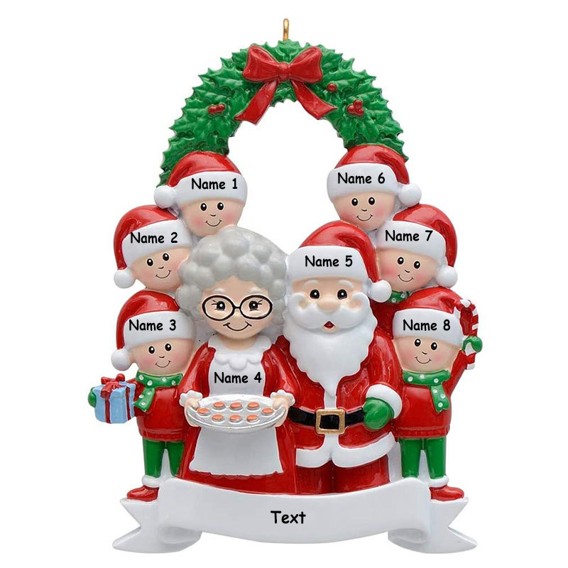 Santa Family Ornament Custom 8 Names Grandparents with Grandkids Ornament-Jessemade AU