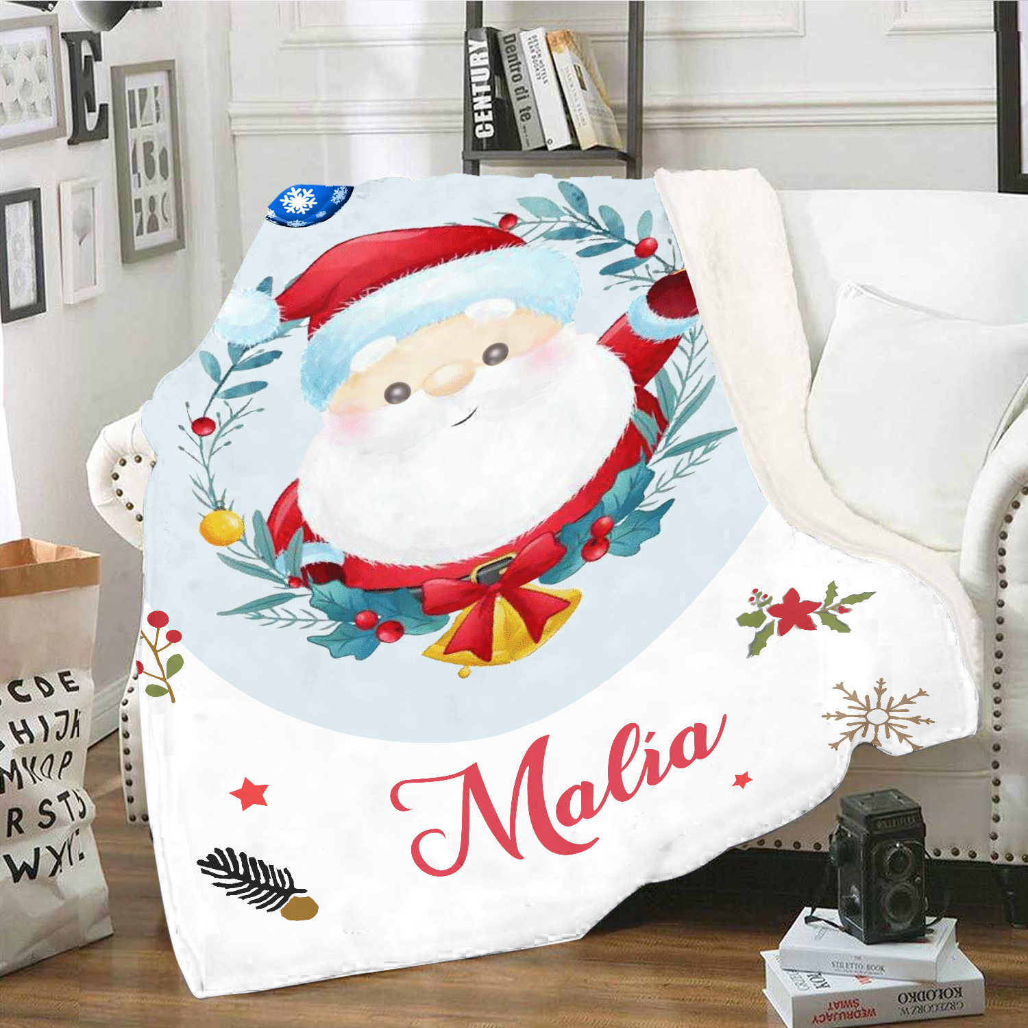 Merry Christmas Blanket Customised Name Blanket Santa Claus Blanket Personalised Gift for Family Friends-Jessemade AU