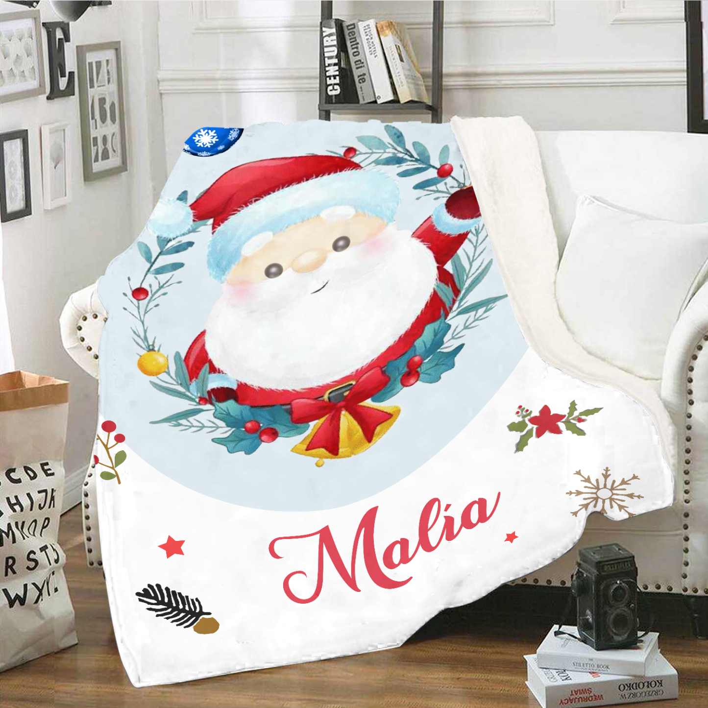 Merry Christmas Blanket Customised Name Blanket Santa Claus Blanket Personalised Gift for Family Friends-Jessemade AU