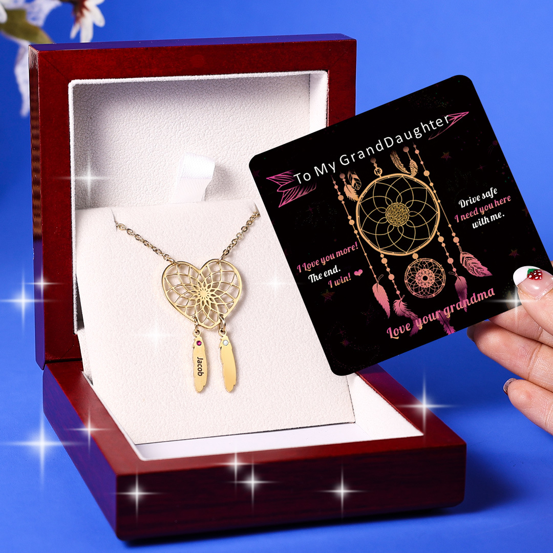 Personalised Dream Catcher Necklace With Birthstones Custom 1 Name Necklace Gifts For Her-Jessemade AU