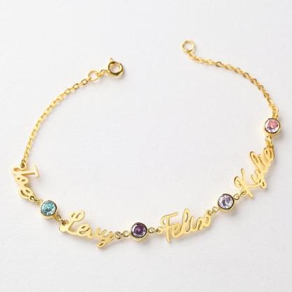 Personalised Bracelet With Birthstone Custom 3 Names Bracelet Gift For Women-Jessemade AU