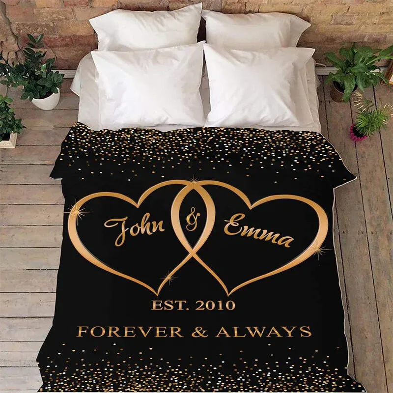 Personalised Couple Blanket Engrave Name Romantic Gift-Jessemade AU