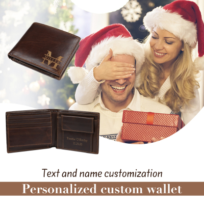 Men Wallet Personalised Monogram Genuine Leather Wallet Father's Day Gift-Jessemade AU