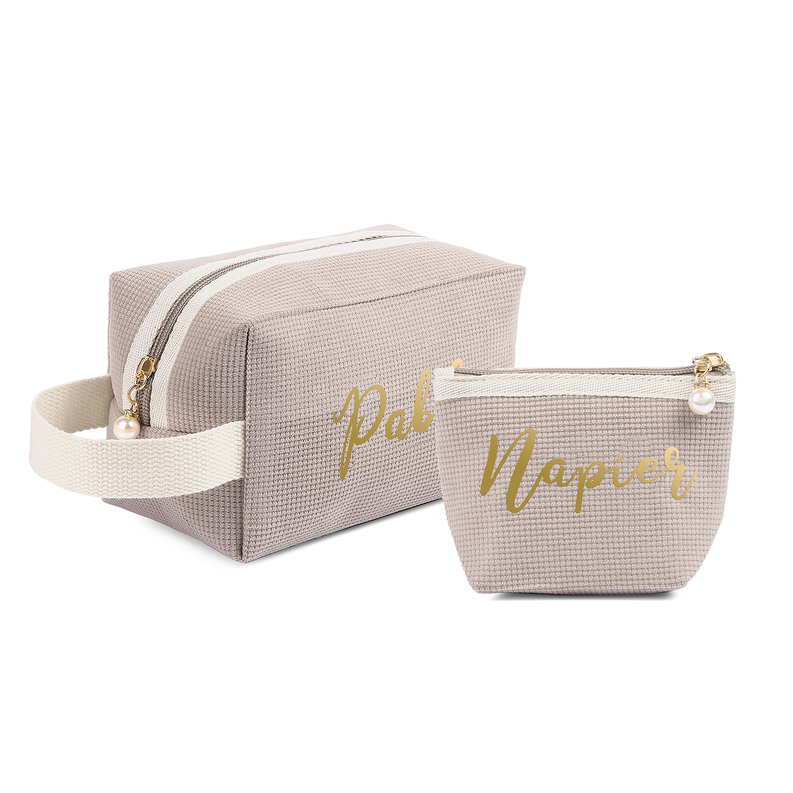 A Set Personalised Name Cosmetic Bag Custom Makeup Bag Zipper Storage Bag Gifts for Ladies Girls-Jessemade AU