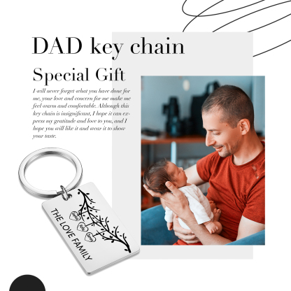Custom Family Tree Keychain with 3 Names Personalised Dog Tag keyring-Jessemade AU