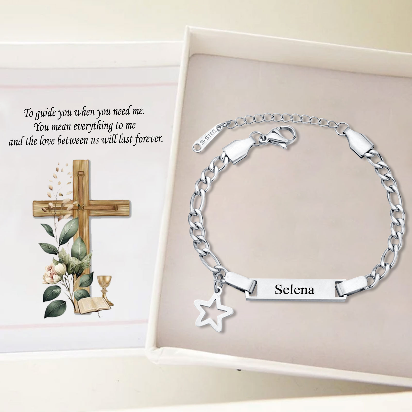 Custom Name Bracelet Personalised Cuban Chain Bracelet Star Bracelet Love Gifts-Jessemade AU