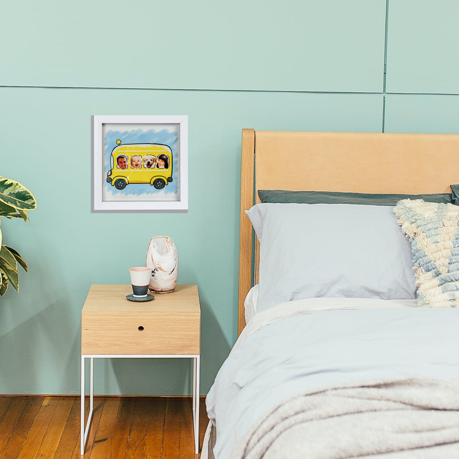 Personalised Funny Bus Family Stereo Photo Frame With Dog-Jessemade AU