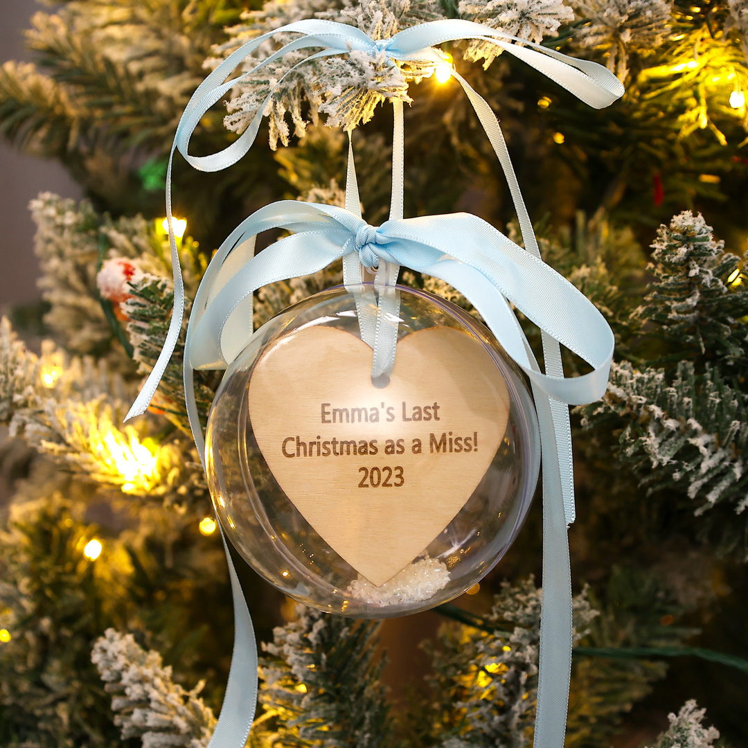 Personalised Heart Ball Ornament Custom 1st Christmas Bauble Gifts-Jessemade AU