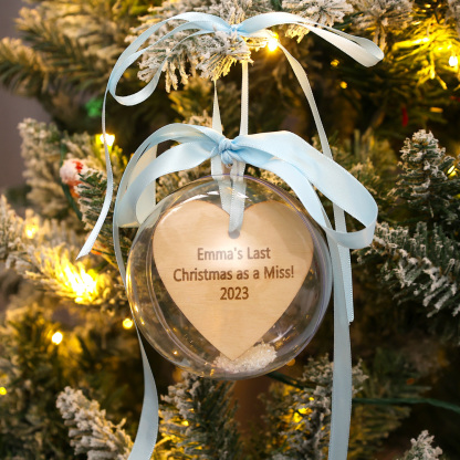 Personalised Heart Ball Ornament Custom 1st Christmas Bauble Gifts-Jessemade AU
