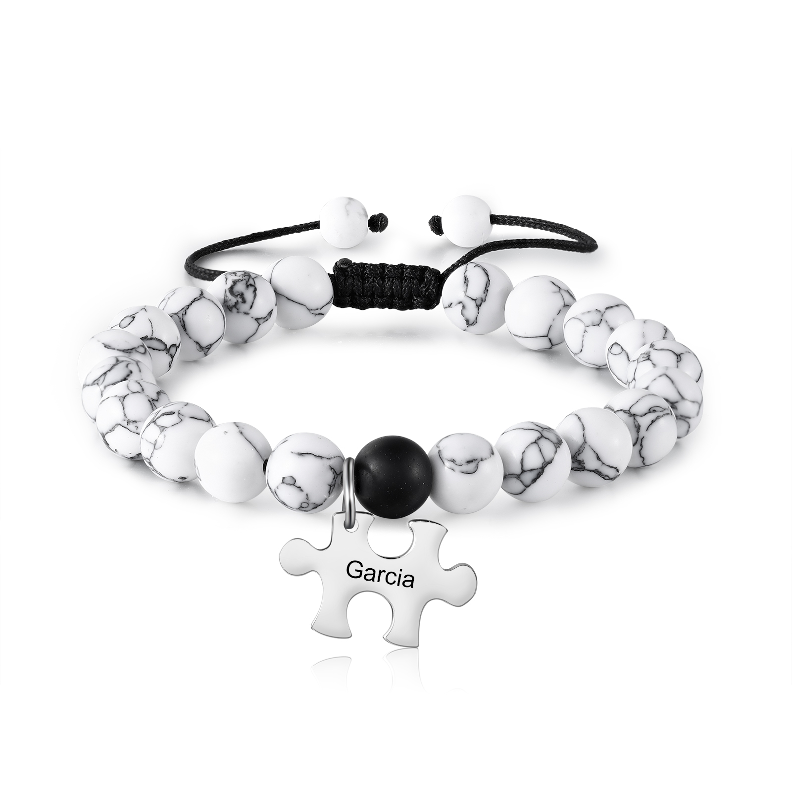 Personalised Puzzle Bracelet Set Customised 2 Names Beaded Bracelet Gift for Couples-Jessemade AU