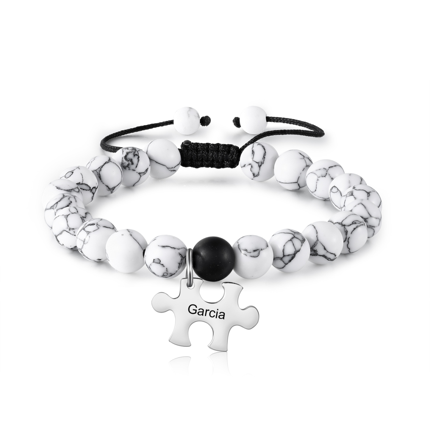 Personalised Puzzle Bracelet Set Customised 2 Names Beaded Bracelet Gift for Couples-Jessemade AU