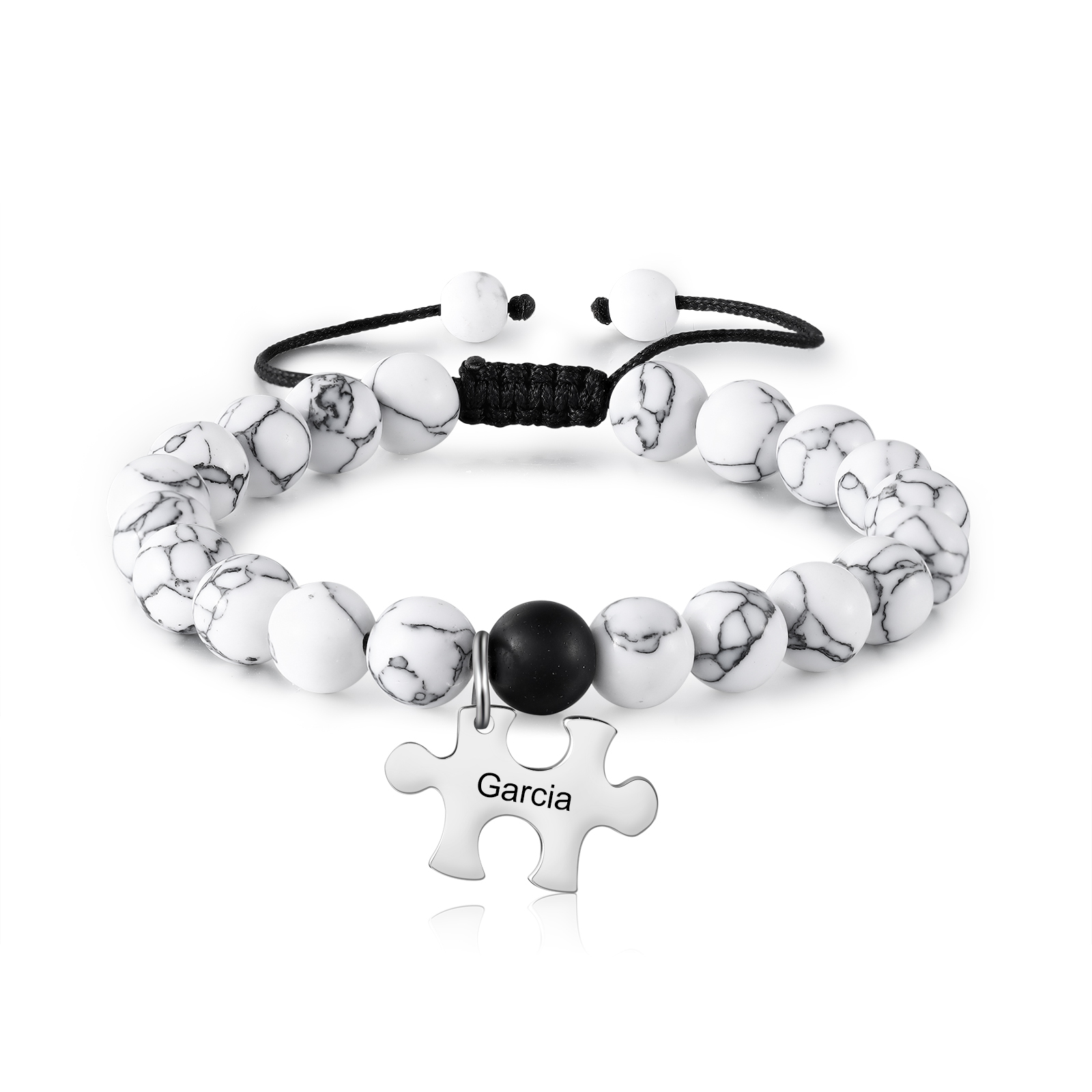 Personalised Puzzle Bracelet Set Customised 2 Names Beaded Bracelet Gift for Couples-Jessemade AU