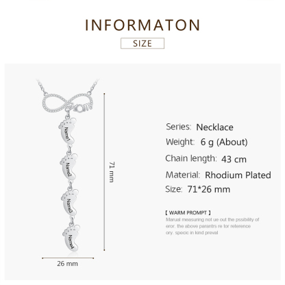 Mother's Day Gifts Personalised Infinity Baby Feet Mother Necklace Engraved 4 Names Necklace Gifts For Mom-Jessemade AU